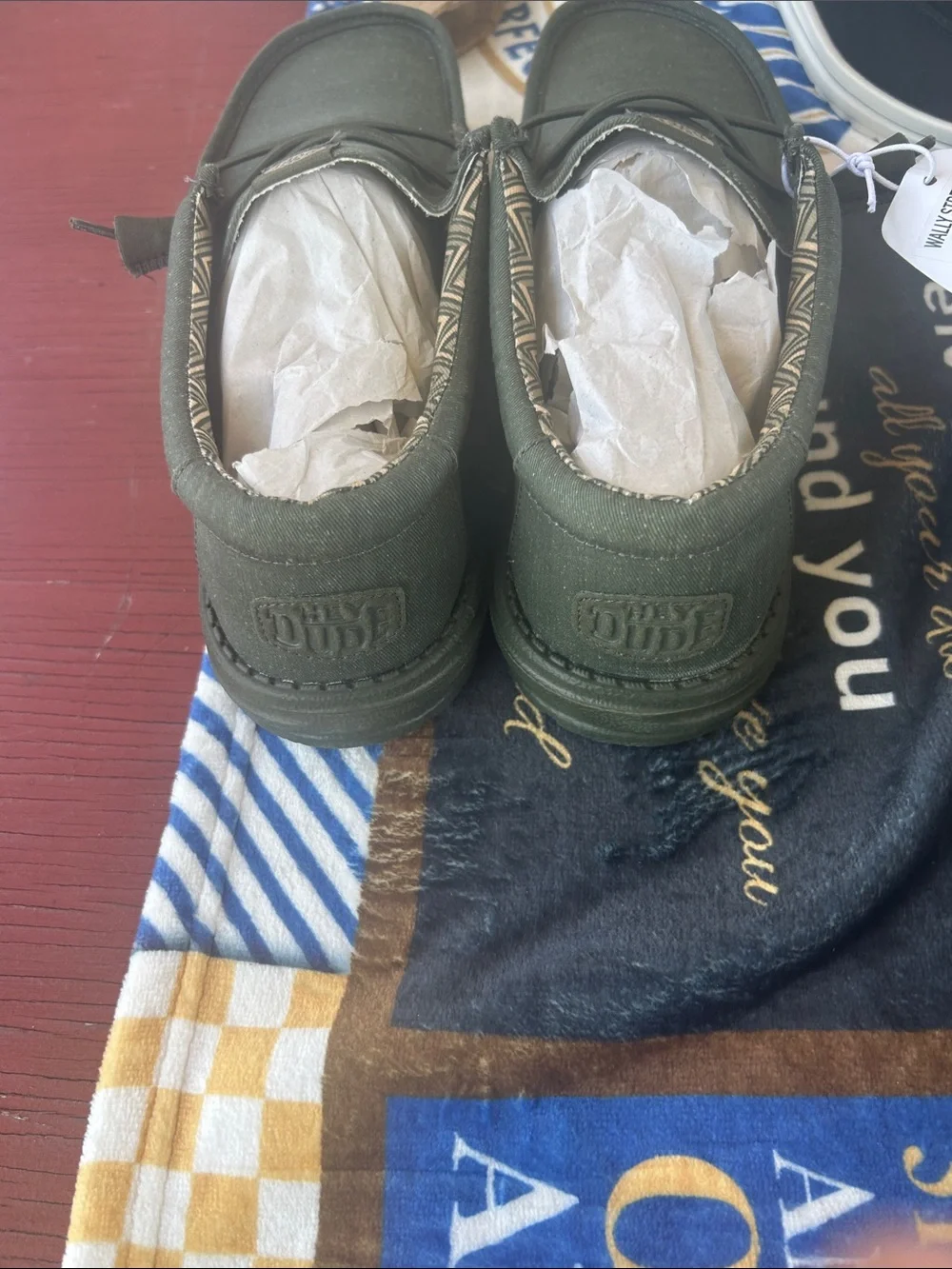 Hey Dude Men's Olive Green Canvas Slip-On Loafers